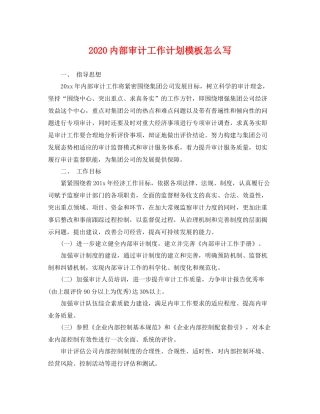 内部审计工作计划模板怎么写 