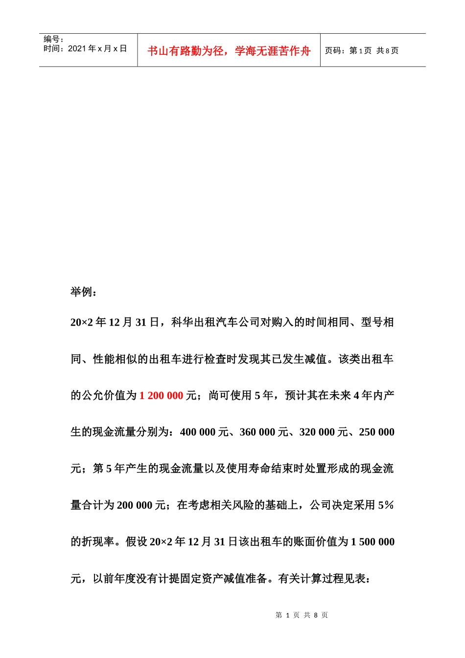 资产减值课堂讲解和举例_第1页