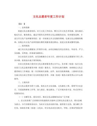 文化志愿者年度工作计划 