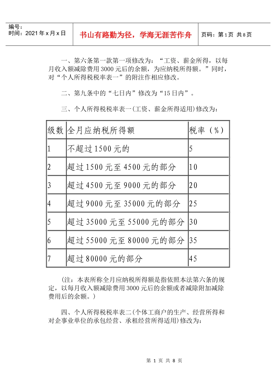 个人所得税修正草案全文_第1页