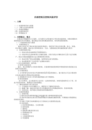 内部控制及控制风险评价