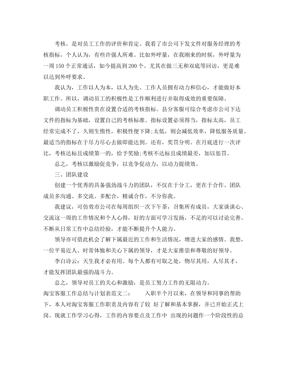 淘宝客服工作总结与计划表 _第2页