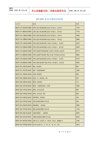 S7-200系列可编程控制器售价汇总