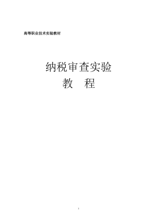 纳税审查实验教程