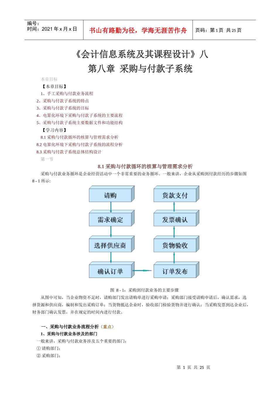 《会计信息系统及其课程设计》八_第1页