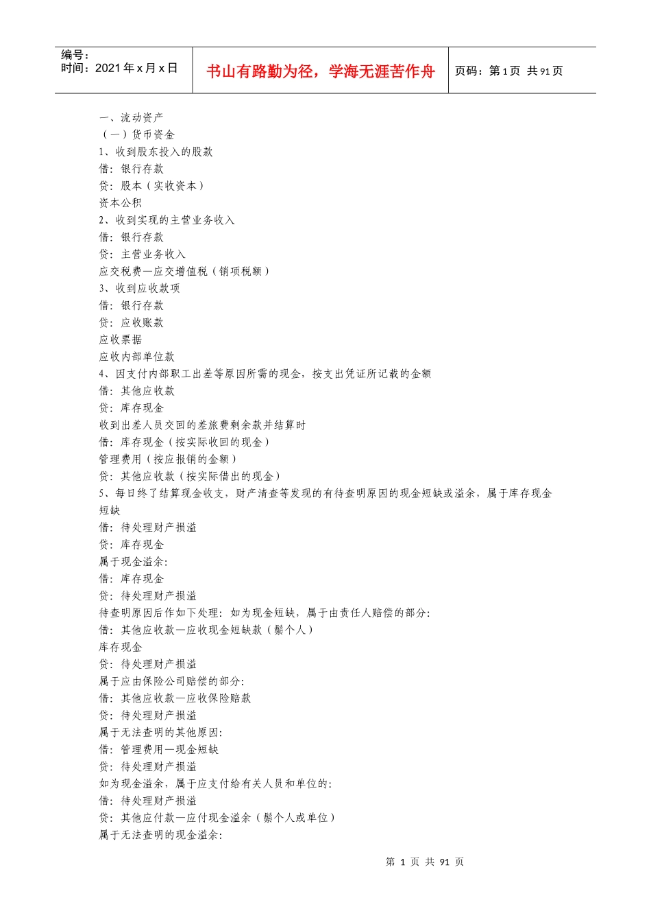 企业会计准则会计分录大全_第1页