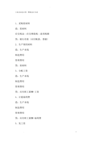 工业企业会计的一整套会计分录