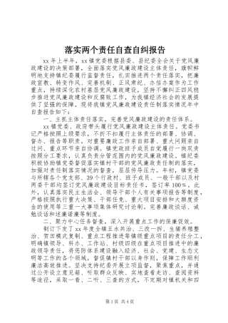 落实两个责任自查自纠报告