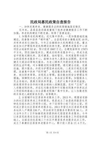 民政局惠民政策自查报告