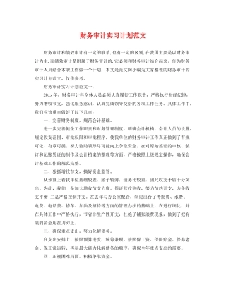 财务审计实习计划范文 