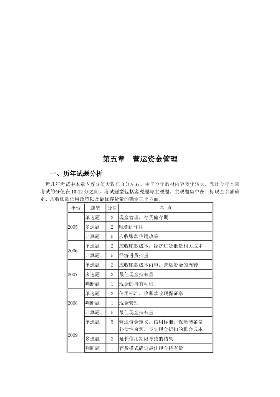 营运资金管理重点知识_第1页