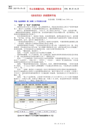 资本魔方—《波动四法》讲座图例节选