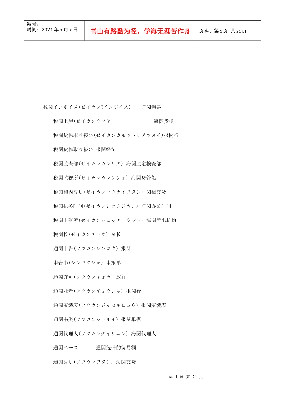 海关报关通关精选日语_第1页