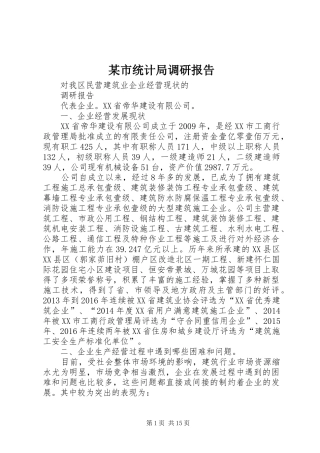 某市统计局调研报告