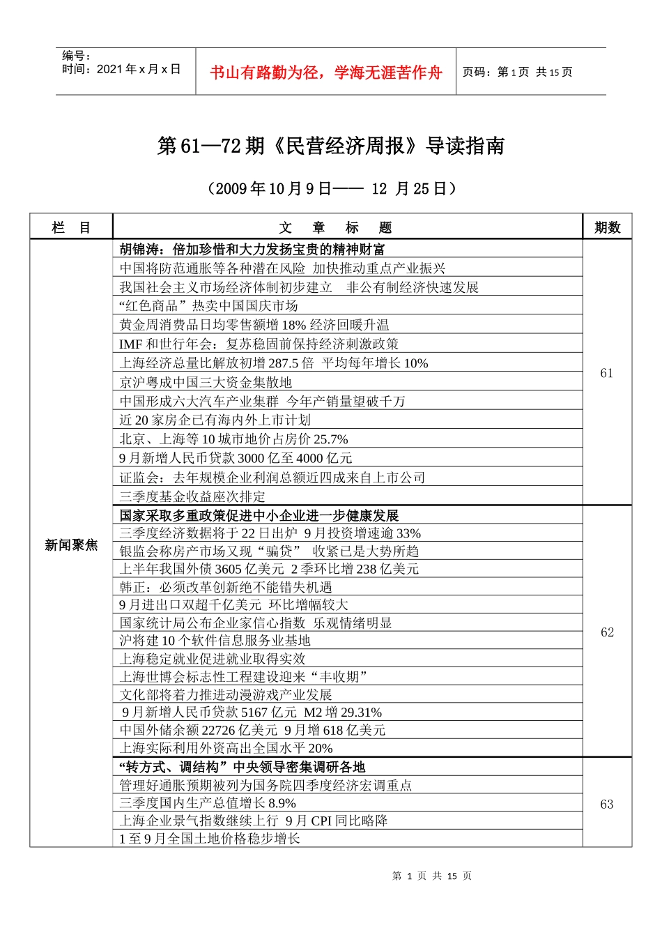 《民营经济周报》导读指南_第1页