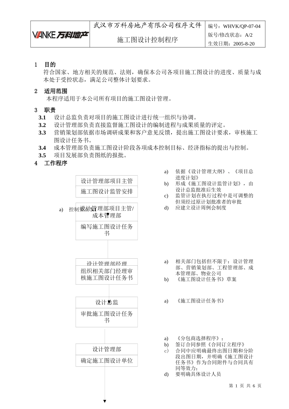 WHVK-QP-07-04施工图设计控制程序_第1页