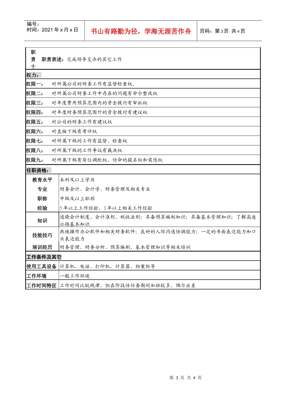高速公路公司财务副经理岗位职责_第3页