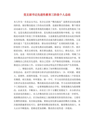 党支部书记先进性教育三阶段个人总结 