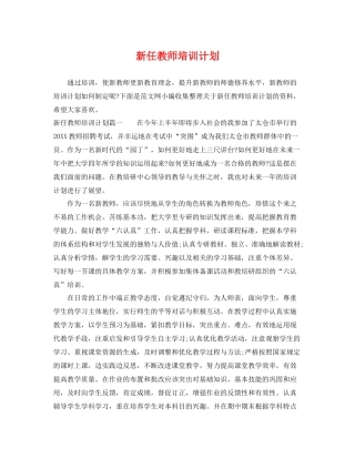 新任教师培训计划 