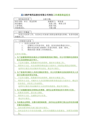 审计、资金管理岗位说明书
