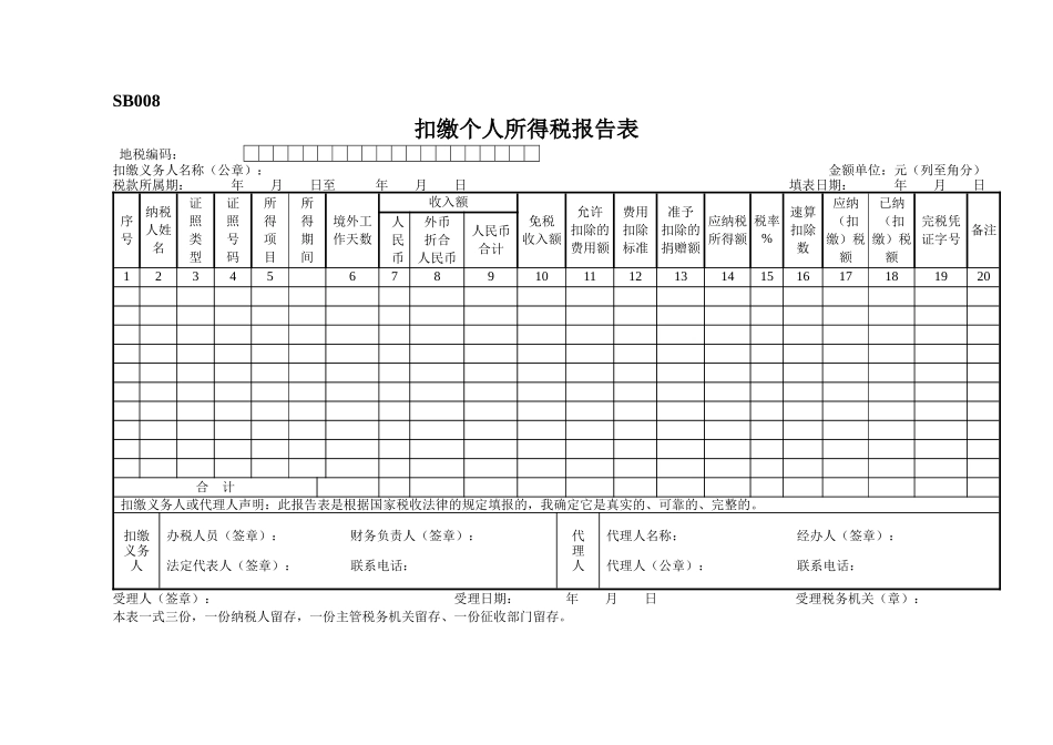 SB008扣缴个人所得税报告表_第1页