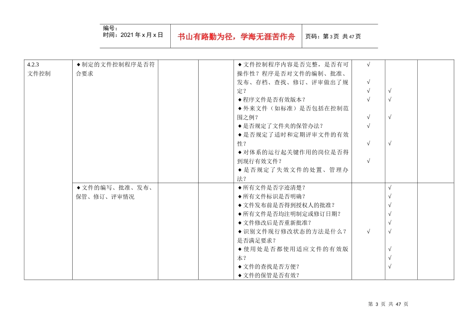 iso9000内审检查表全套（DOC34页）_第3页