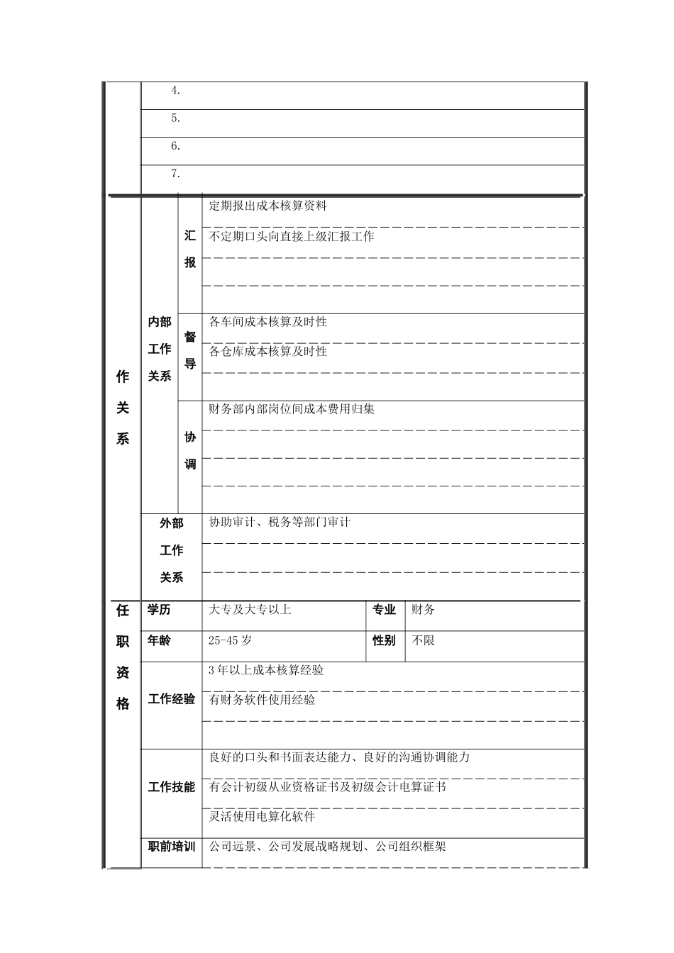 成本核算会计岗位说明书_第2页