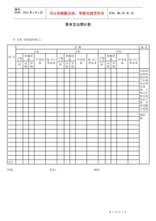 资本支出预计表