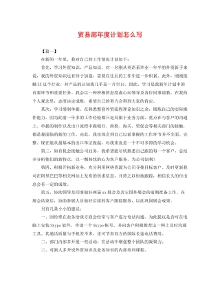 贸易部年度计划怎么写 