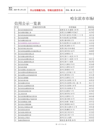 哈尔滨市市场经营者社会信用公示一览表