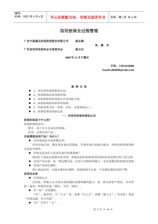 信用担保全过程管理