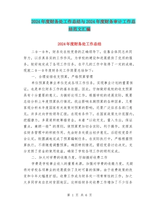 2024年度财务处工作总结与2024年度财务审计工作总结范文汇编