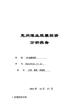 股票投资分析报告