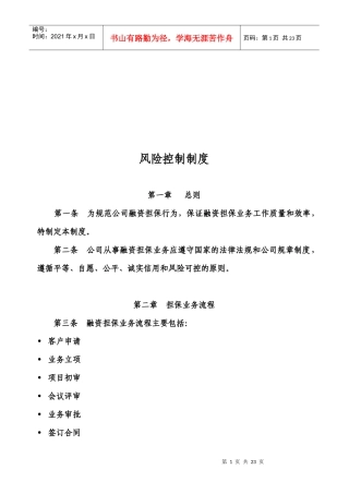 担保公司风险控制制度汇编