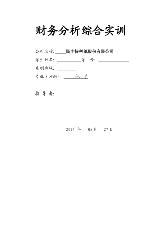 民丰特种纸财务分析