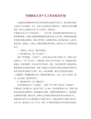 行政执法人员个人工作总结及计划 