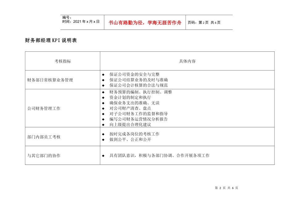 投资公司财务经理kpi组成表_第2页
