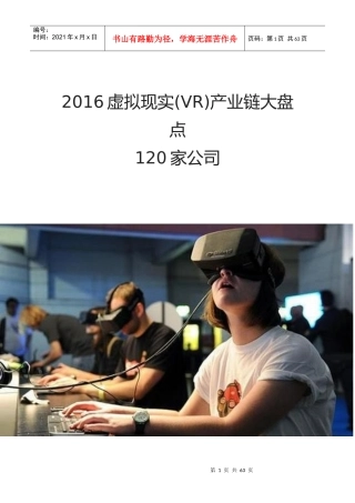 XXXX虚拟现实公司盘点