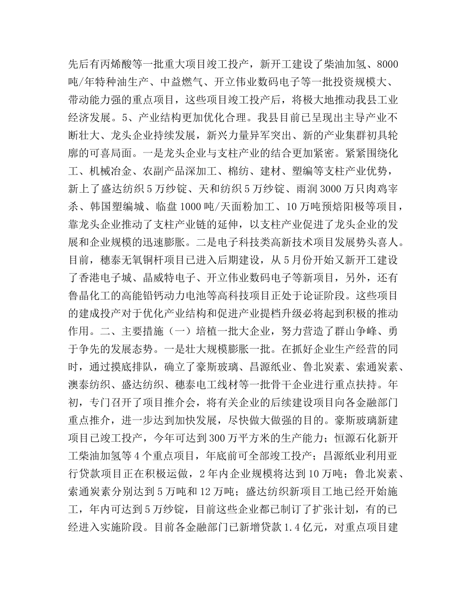 二OO五年上半年全县工业工作总结 _第2页