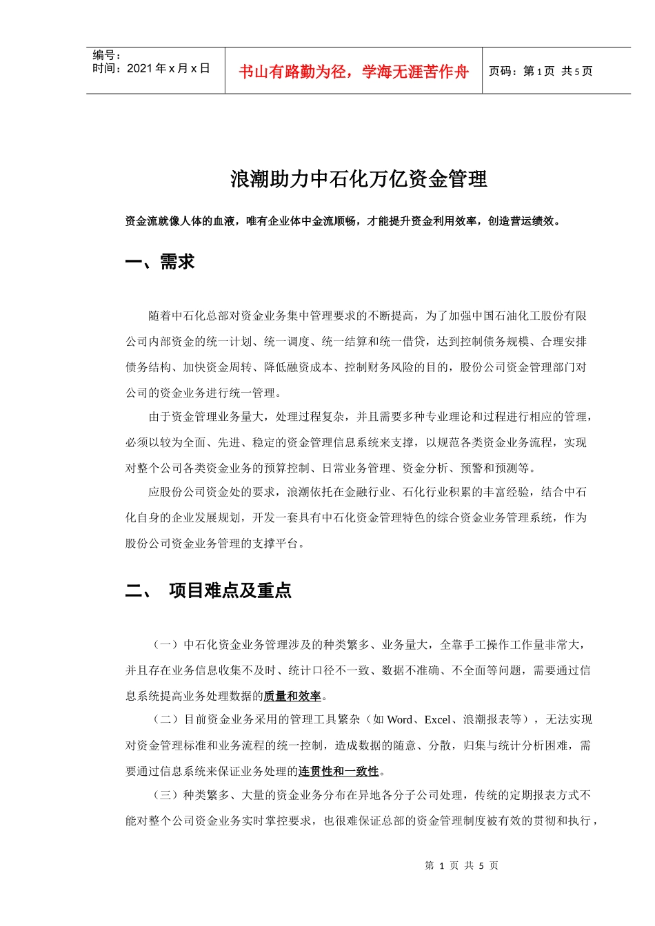 中石化资金管理信息系统_第1页