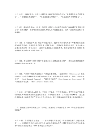 招商银行荣誉榜---2008年