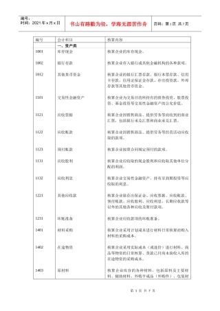 会计科目及核算内容