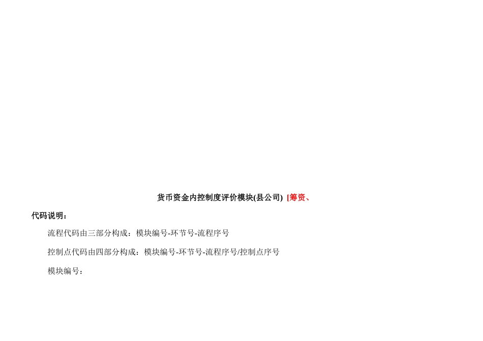 县公司货币资金内控制度评价模块_第1页