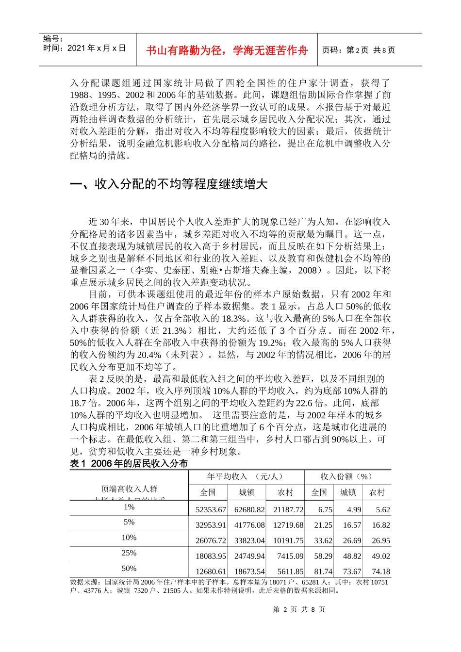 全球金融危机下收入分配政策的选择_第2页
