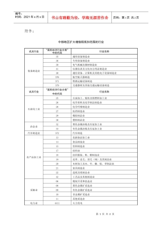 中部地区扩大增值税抵扣范围的行业