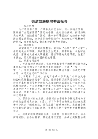 街道妇联庭院整治报告