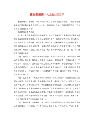 德能勤绩廉个人总结20XX年 