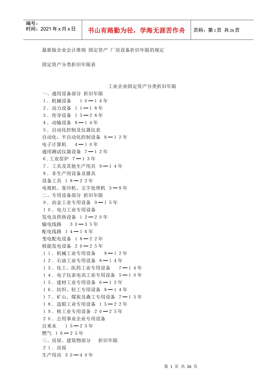 固定资产折旧年限_第1页