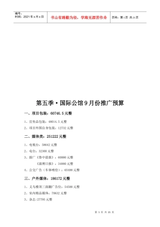 某国际公馆月份推广预算