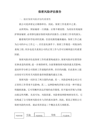 保密风险评价报告模板